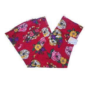 New LuLaRoe Maxi Skirt Size 3XL Red Floral Print Waist Folds Down NWT